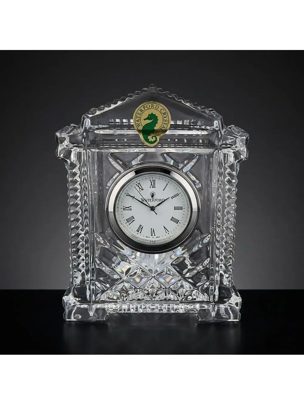 Vintage Waterford Grecian Crystal Clock Roman Numerals With Original Box 4.5